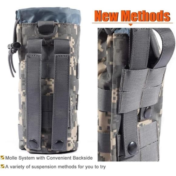 Sports Water Bottles Pouch Bag, Tactical Drawstring Molle Water Bottle Holder - Picture 5 of 6